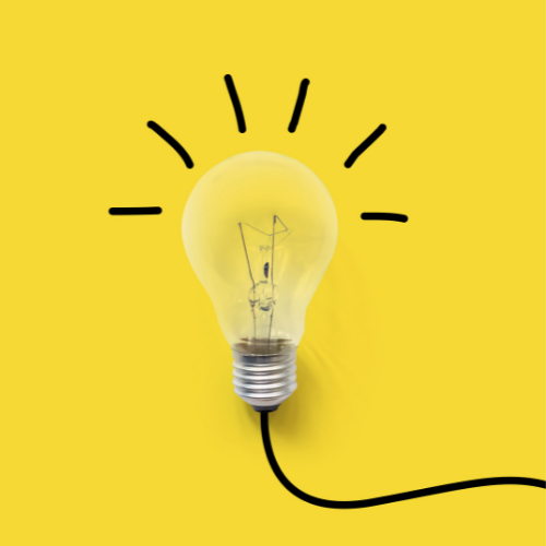 A yellow background with a light blue and illustration marks representing light coming from it.